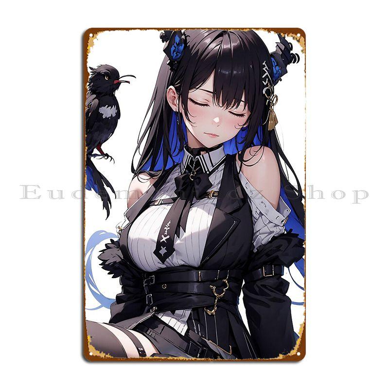 Mfoever Nerissa Ravencroft Hololive Virtual Youtuber Fanart Metal Plaque Designing Bar Cinema Painting Character Tin Sign Poster 20x30cm(7.8x11.8inch)