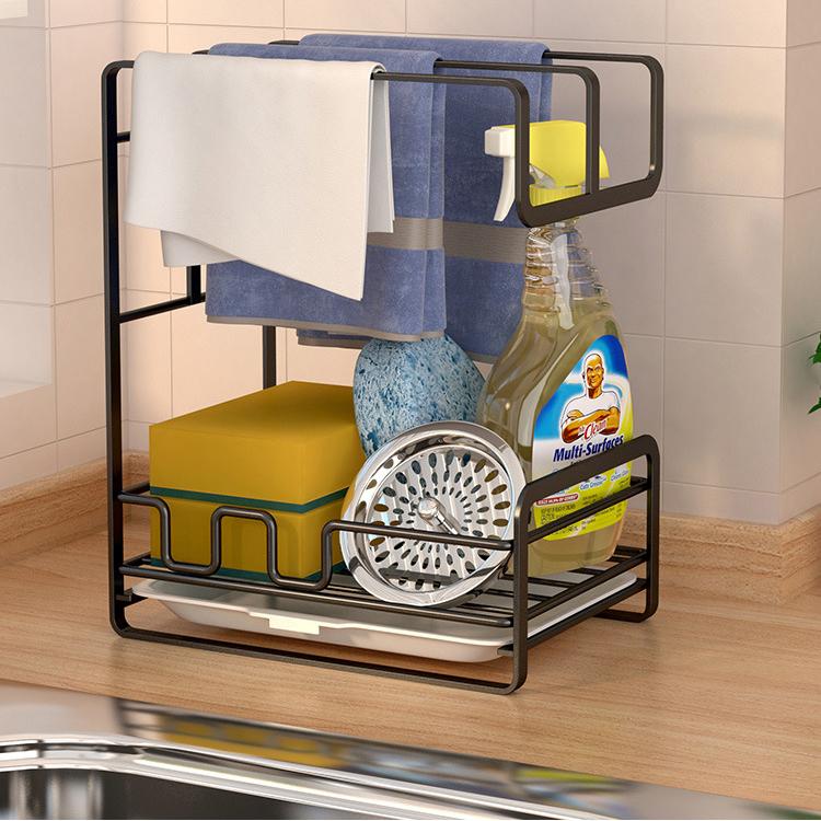 Küchenlappenständer, lochfreies Arbeitsplattenregal, Geschirrtuch-Abtropfgestell, multifunktionale Lagerregale