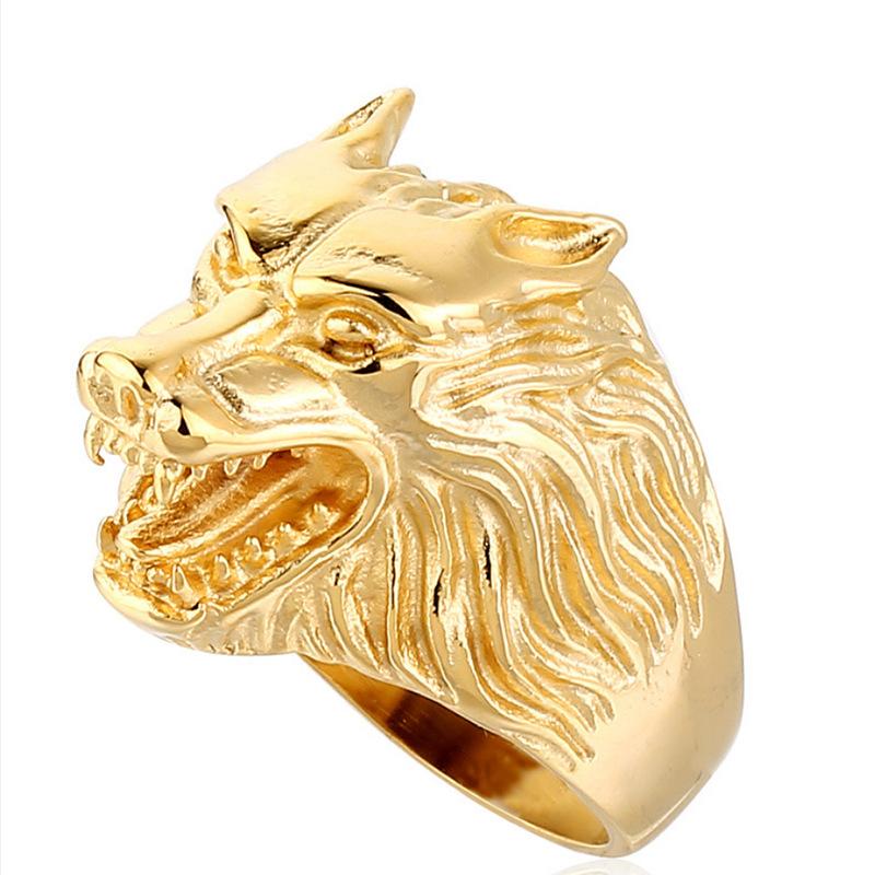Retro Jewelry Exaggerated Men's Wolf Head Trendy Versatile Fashion Ring