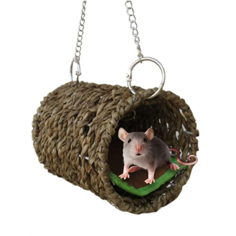 Natural Grass Hamster Hammock Grass Weaved Bird Tunnel Bed Grass Tunnel Hammock  Sleeping