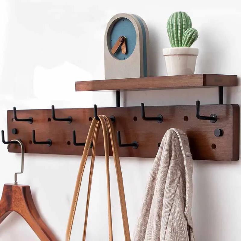 Wall Mounted Coat Racks with Storage Rack Multifunctional Clothing Organizers Hanger Hooks Portable Living Room Clothes Hangers