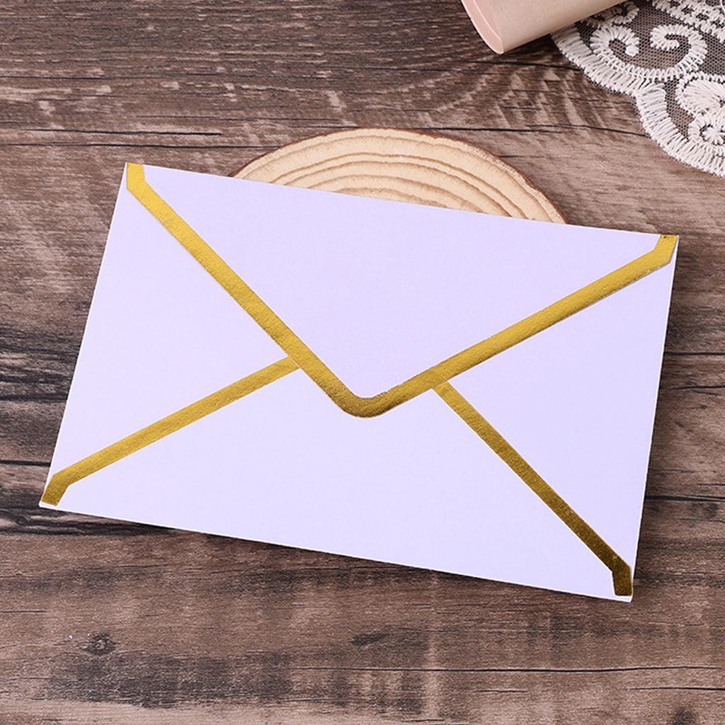 Stiff Double Offset Paper 5Pcs Western Style Envelopes with Gold Foil Trim, Invitation Edge Greeting Card Holders for Wedding, Cards, Business