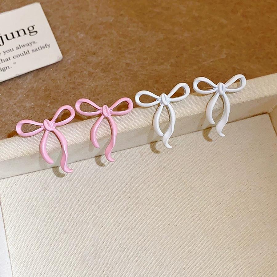 Spray Painted Bow Earrings with A Light Luxury High-End Feel Simple Exquisite Earrings Sweet Fashionable New Earrings Jewelry