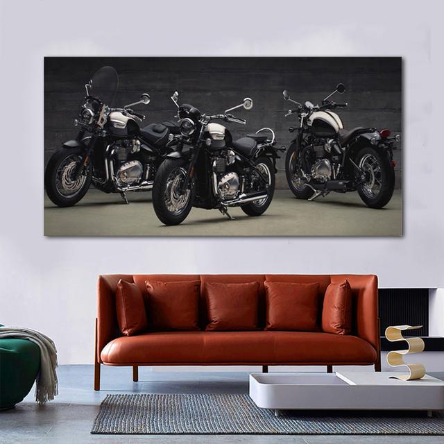 SPOLEHLIVÉ UMĚNÍ Obrázky motorek Černobílé Cool Motorky Silniční malba Moderní krajina Nástěnné umění Obývací pokoj Bez rámu