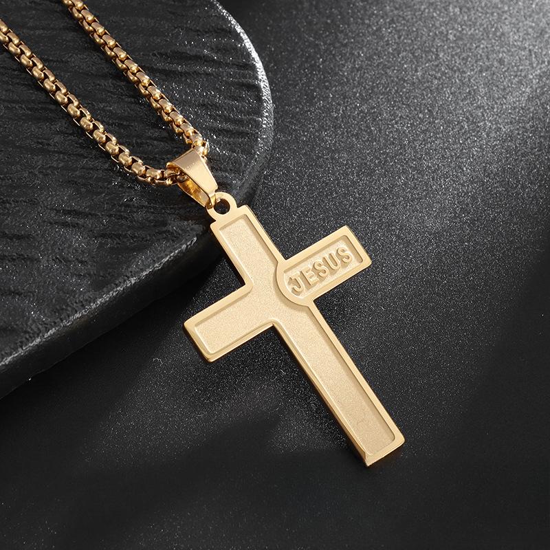 New European and American Stainless Steel Cross Mens Necklace Titanium Steel Pendant Jewelry Item