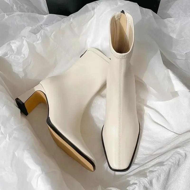 Retro brown Brand Ankle Boots Women Fashion Square Toe Thick Bottom Designer Boots Autumn Warm Modern Boots botines para mujeres