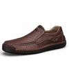 Chaussures décontractées en cuir véritable faites à la main pour hommes, mocassins confortables et respirants, chaussures plates d'affaires, chaussures de conduite