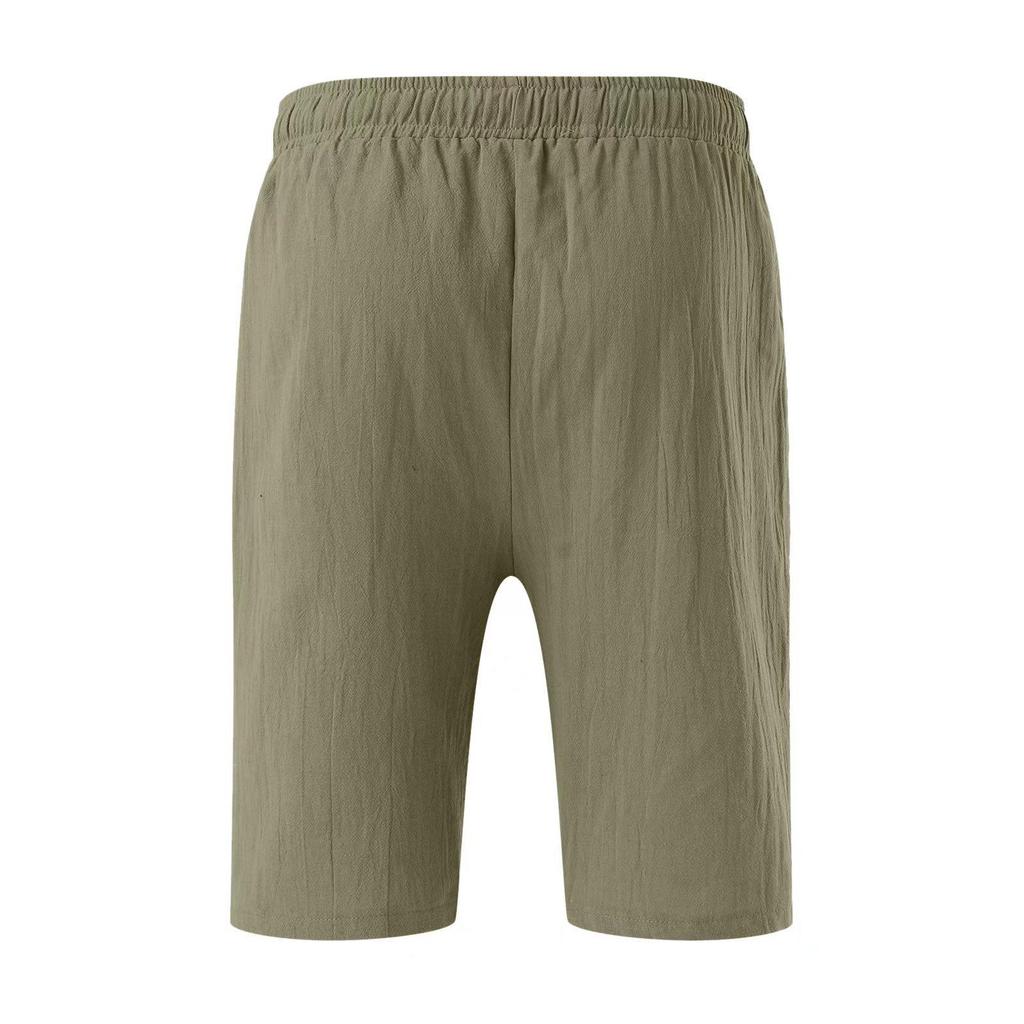 Men's Cotton Linen Summer Shorts - Drawstring Waist, Straight Leg, Breathable, Comfortable for Daily Wear or Beach Use