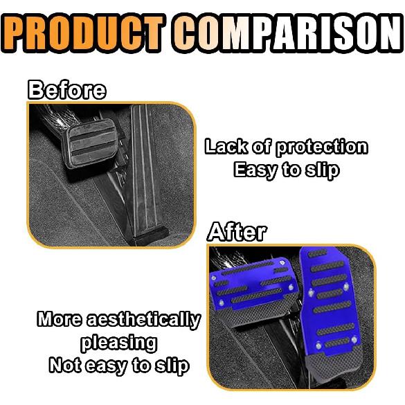 2PCS Non-Slip Car Pedal Covers, Automatic Transmission Gas Pedal Brake Pedal Cover, Aluminum Alloy Pedal Pads For Safe Driving, Car Replacement