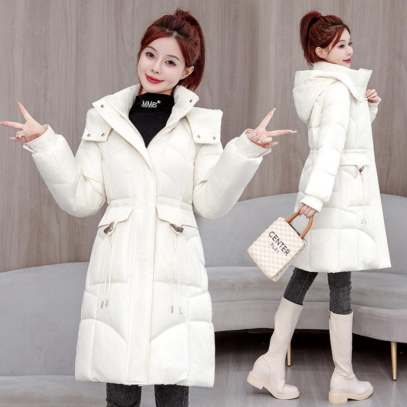 Winter Thickened Warm Cotton Clothes Women's Medium and Long Styles, Hooded Windproof and Cold-proof Jackets, Large Pockets Casual Versatile Cotton