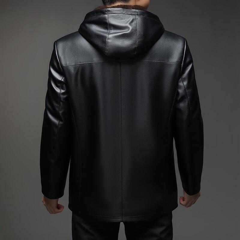 Men's Faux Leather Fur-Lined Hooded Winter Jacket