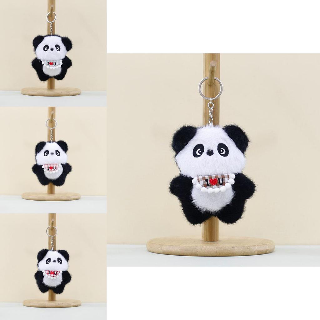 Delightful Heart Panda Plush Keychain Soft And Cuddly Cartoon Stuffed Animal