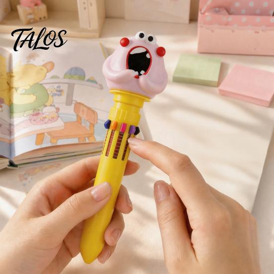 Fun Office Supplies for Children 10 in 1 Cartoon Ballpoint Pen, Multicolor Press Retractable Pens, Multi Color Pens Smooth Writing Stationery