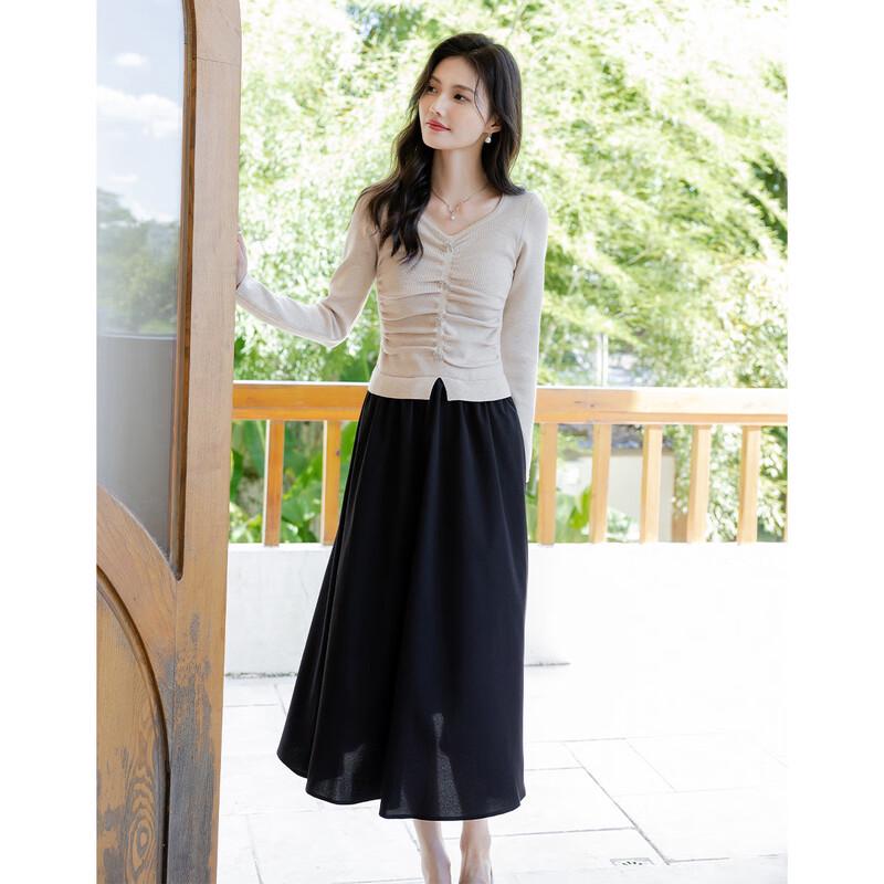 MOCANA Women's Elegant Long-Sleeve Midi Dress