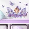 Cartoon Fairy Girl Flower Butterfly Wall Sticker Self-Adhesive for Kids Bedroom Wall Decoration