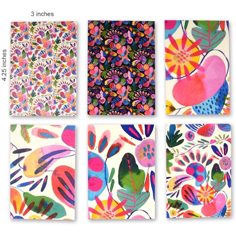Doodle Tropical Multicolour Notecards Set Of 12 | 3 X 4.25 Inches, 160 Gsm | Small Greeting & Thank You Cards For Birth