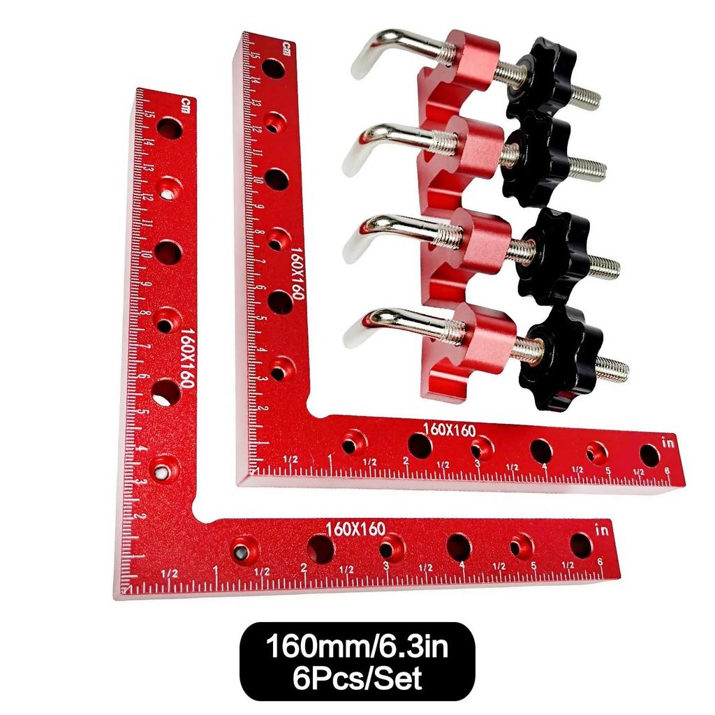 6PCS High Strength Aluminum Alloy Woodworking Clamps 90 Degree Right Angle Fixing Clamps for DIY Wood Splicing Home Projects