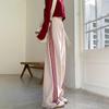 Gray Sweatpants Women's Autumn and Winter High-waisted Sweatpants New Side Striped Casual Pants Versatile Straight Wide-leg Pants