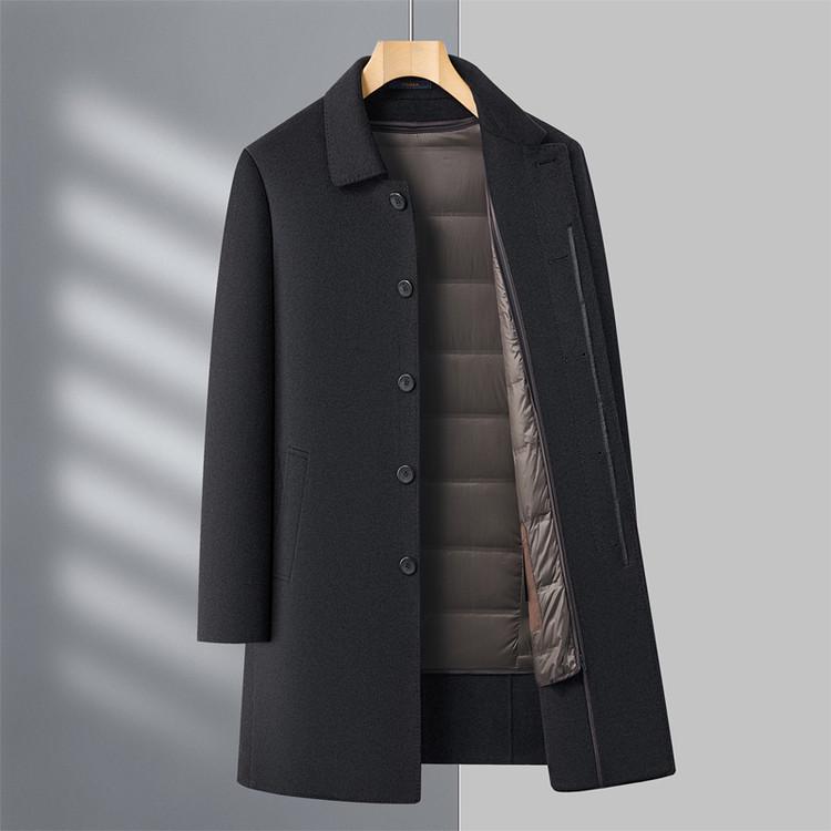 2025 Men's Autumn/Winter Wool Coat with Detachable Down Liner