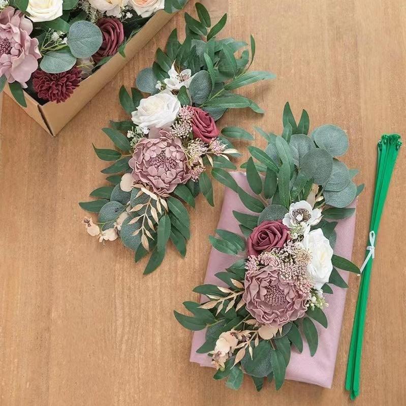 Outdoor Wedding Arch Flower Decoration Simulation Flower Welcome Flower Wedding Scene Arrangement Opening Pendant Simulation Flower 4 Pieces