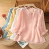2026 Artistic Summer Embroidered Top: Soft, Breathable, Loose Fit with Ruffle Cuffs