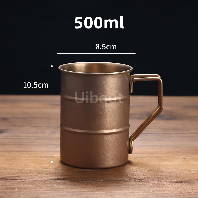 Retro Industrial Style Stainless Steel Beer Mug 304 Vintage Cold Drink coffee wine Cup Outdoor Camping High Aesthetic Design