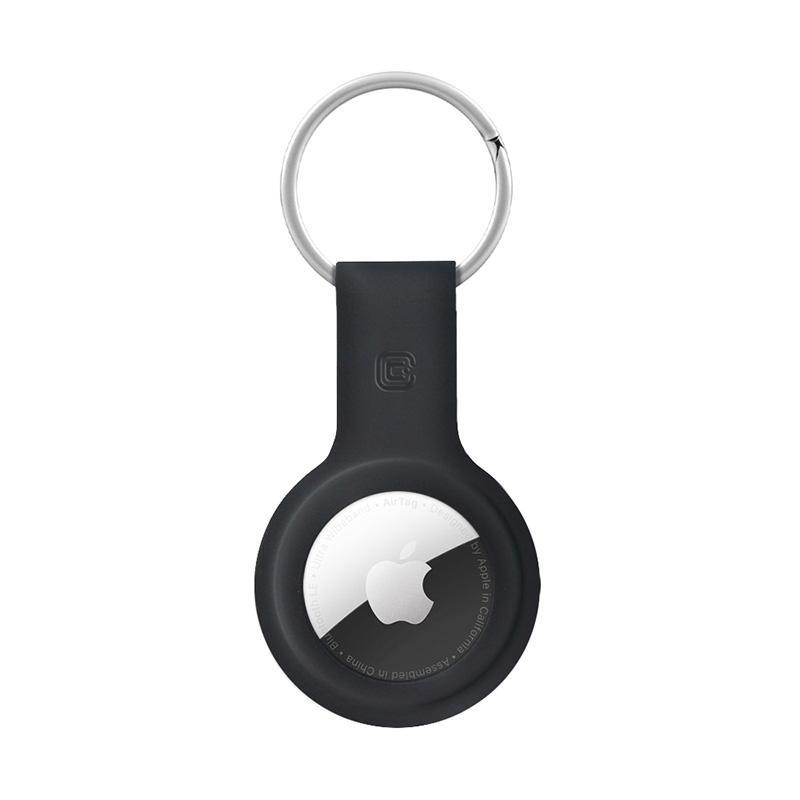 Crong Silicone Case With Key Ring - Etui Ochronne Brelok Do Apple Airtag (Czarny)