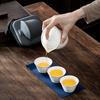 Plant ash outdoor portable travel express cup one pot three cups ceramic travel tea set integrated storage bag