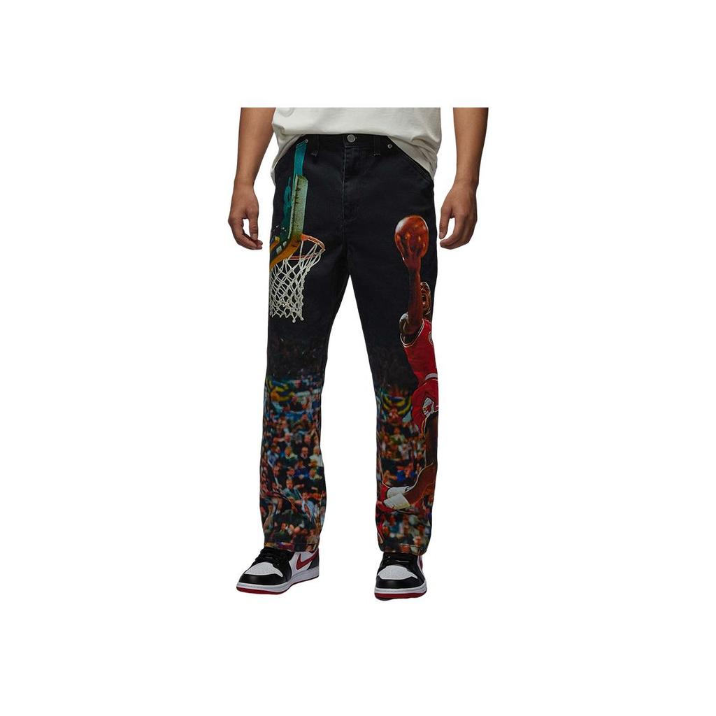 Jordan Asair Jdn Aop Twill Pant Fashion Versatile Character Pattern Comfortable Jeans Men Bottoms Black HF0046-010