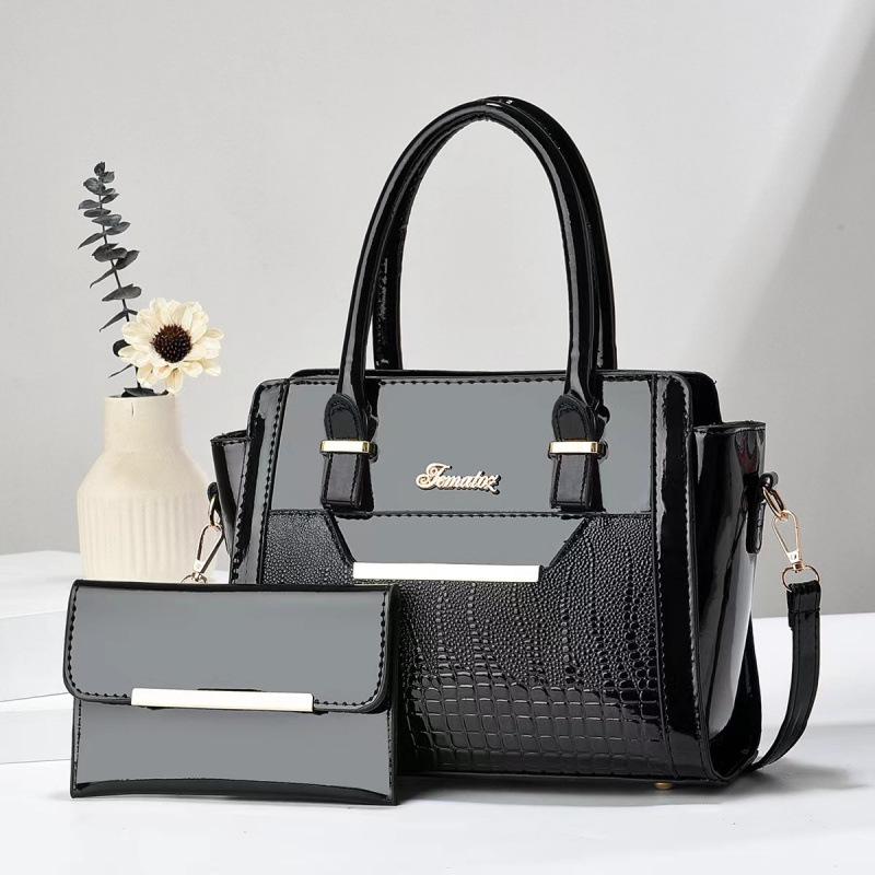 Model Crocodil Mamă-Copil 2 Piese: Set Geantă Crossbody și de Umăr pentru Femei - Geantă de Mână Stil Coreean