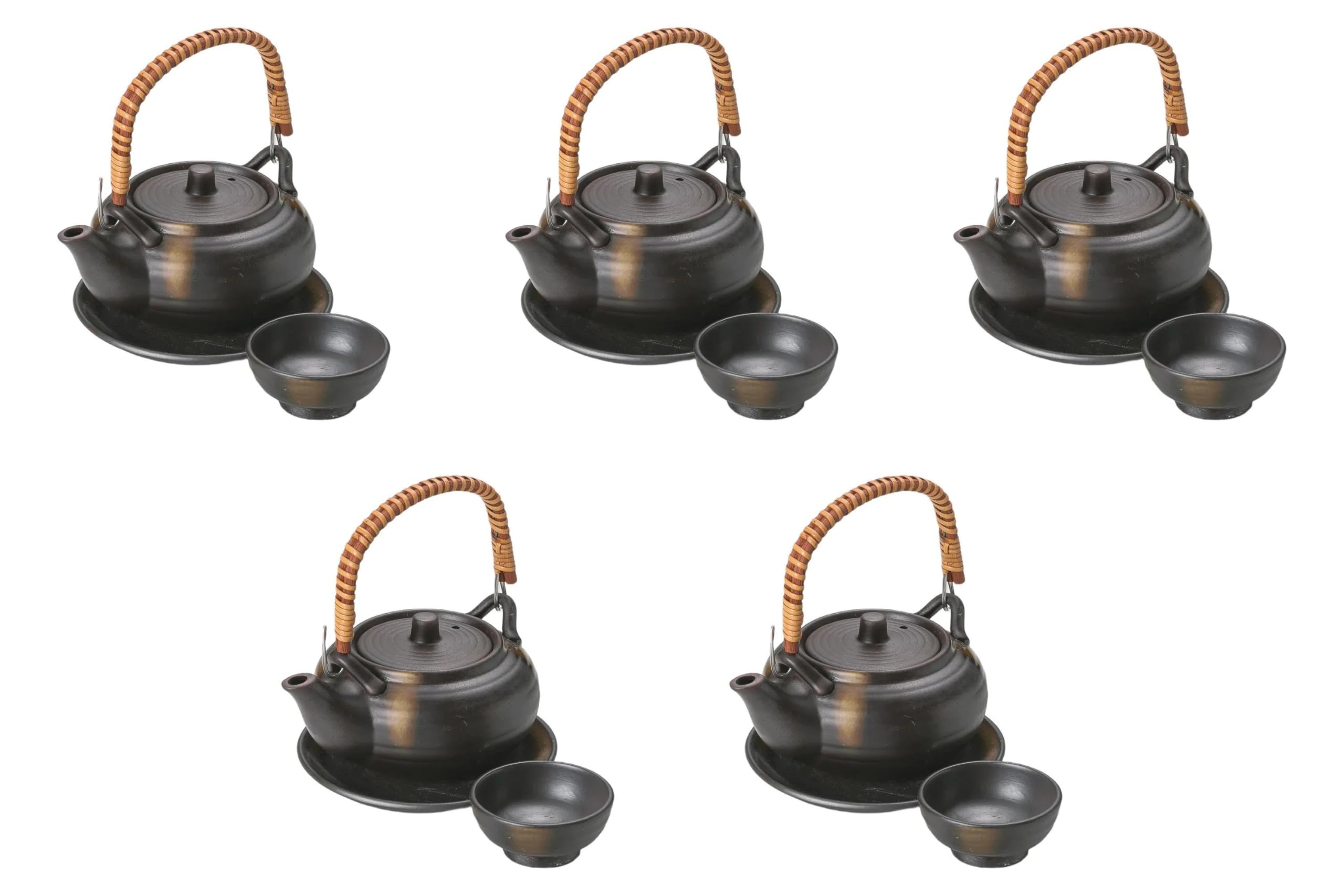 

Set of 5 Black Blown Round Teapots x 6cm Teapots Made in China by Setomonohonpo [11 (320cc)]