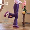 Little Naive Girls' Chenille Embroidered Flare Pants