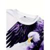 New Summer Fashion Men's 3D Printing Graffiti Pattern Loose T-Shirt Street Trendy Casual Short-Sleeved Oversized Male Clothing Eagle Patterned T-shirt