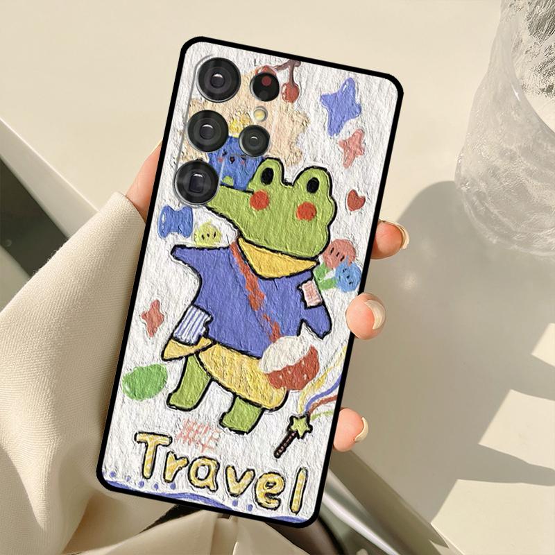 Kawaii Hasen Bären Koreanische Ölgemälde Hülle Für Samsung Galaxy S22 S21 Ultra Note 20 S8 S9 S10 Note 10 Plus S20 FE S21 FE Hülle