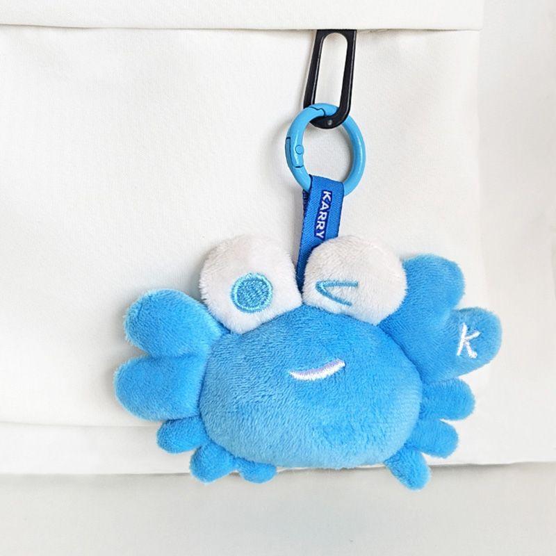 Blue Cute Little Crab Plush Doll Keychains New Marine Animal Plushie Pendant Soft Cute Kawaii Stuffed Toys Key Ring Cartoon Gift