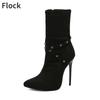 Fashion Stiletto Ankle Boots Women 12cm High Heels PU Fashion Autumn Winter Large Size 34-48 Pointed Toe Rivets Decorate Shoes