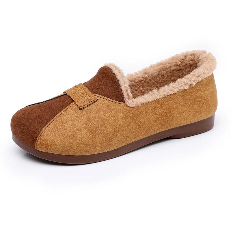 Fashionable Bean Shape Slip-On Casual Shoes with Fleece and Thickened Cotton