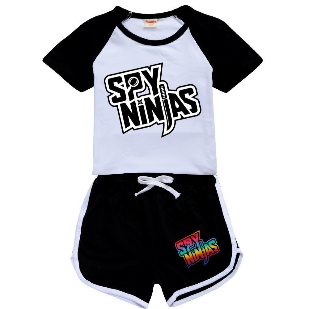Spy Ninjas Letter Print Kids Tracksuit With Cotton And Polyester For Summer Play And Sports
