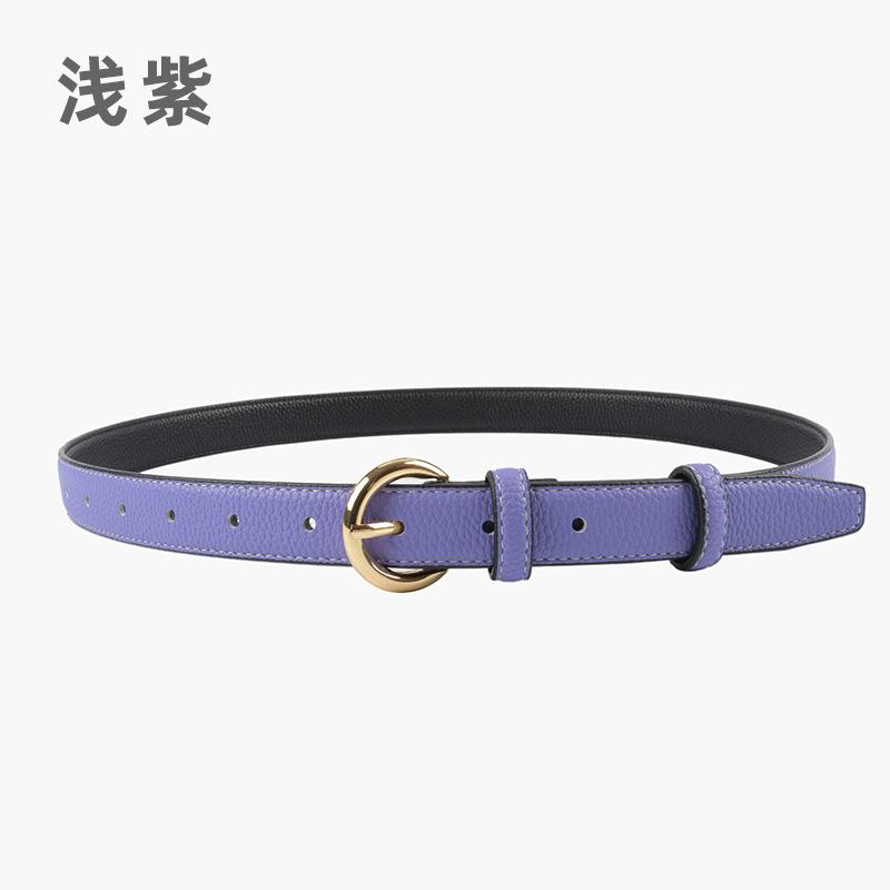 

The First Layer Of Cowhide Lychee Pattern Leather Women S Belt, High-End Belt With Jeans Casual Pants Women S Width 2.3 105cm светло-фиолетовый