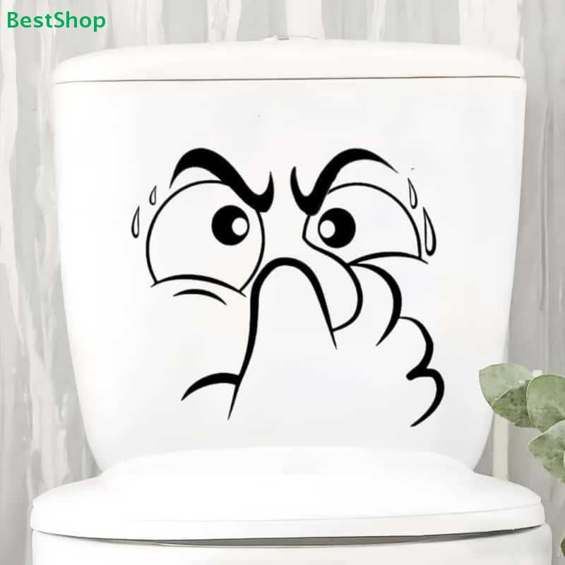 Funny Angry Face Toilet Seat Sticker - Humorous Bathroom Wall Decal, Removable Vinyl Decor for Home