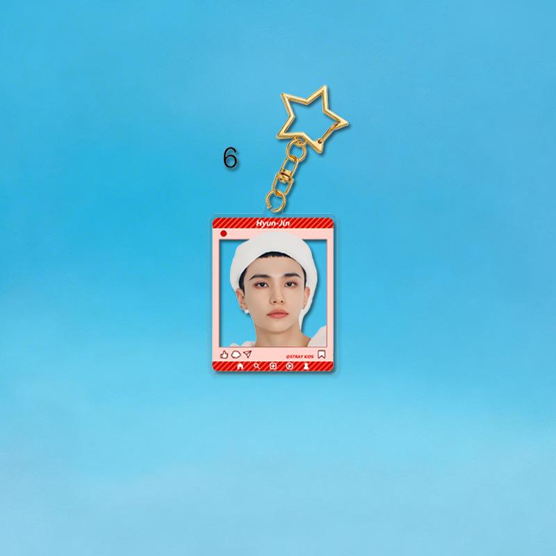Stray Kids Acrylic Keychain Social Media Frame Photo Pendant Cute Keyring Bag Backpack Charm Fan Support Merchandise Gift