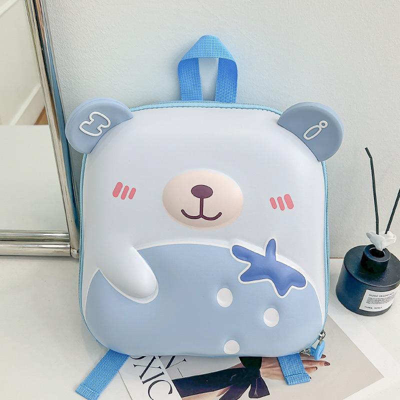 Cartoon and Cute Little Bear Backpack for Boys and Girls, Double-shoulder Backpack for Children, Children s Bag синий