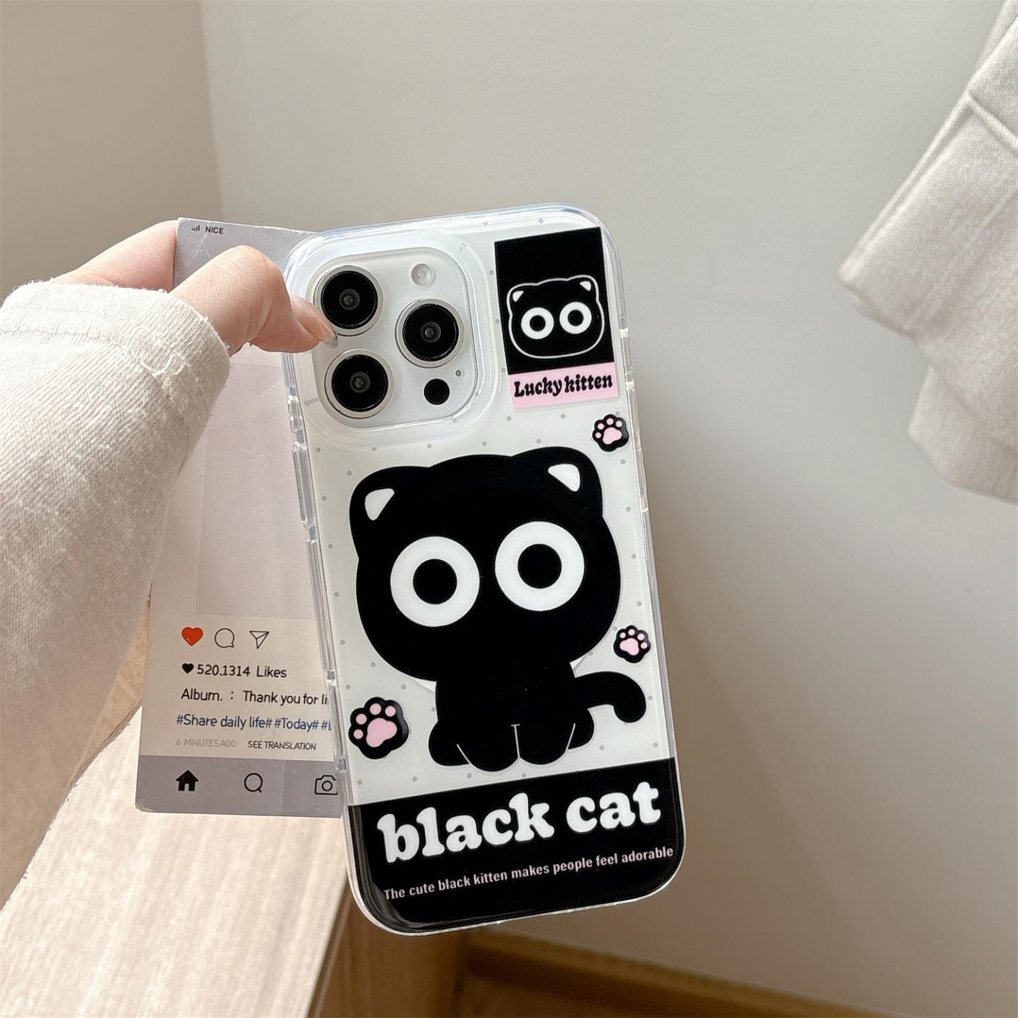 

Защитный чехол с магнитной подставкой «Черный кот с большими глазами» для iPhone 16 Pro Max/14 iPhone 16 Pro Max