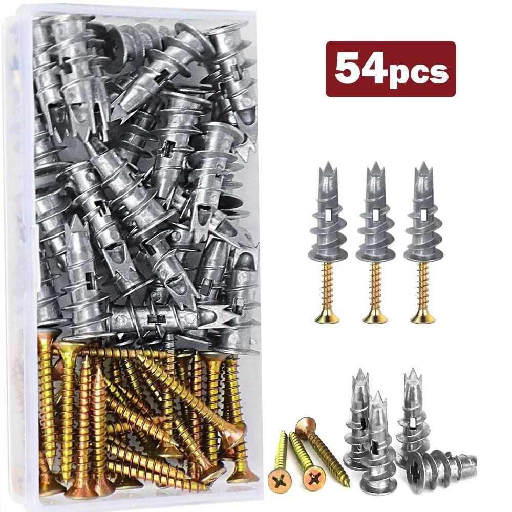54pcs Fastening Heavy Duty Metal Wall Screws Self-Drilling Wall Screws Set  Professional Use