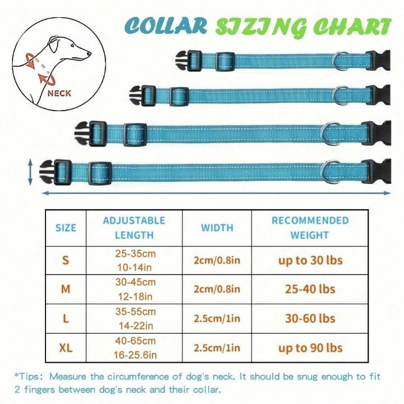 Pfotenabdruck & Reflektierendes Garn Hundehalsband, Haustierbedarf, Reflektierendes Nylonhalsband, für Große/mittlere/kleine Hunde, Verstellbare Größe