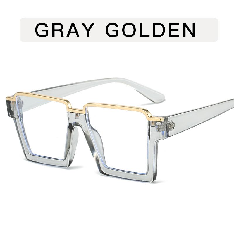 Módne okuliare s rámom veľkej veľkosti, štvorcový tvar, polorámový okuliarový rám pre ženy, dekoratívne sklo blokujúce modré svetlo