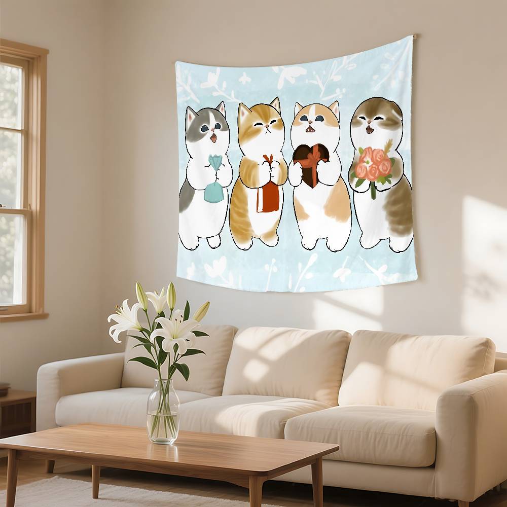 Funny Cat Mofusand Tapestry Wall Hanging Tapestry Art Deco Blanket Curtain Hanging At Home Bedroom Living Room Decor