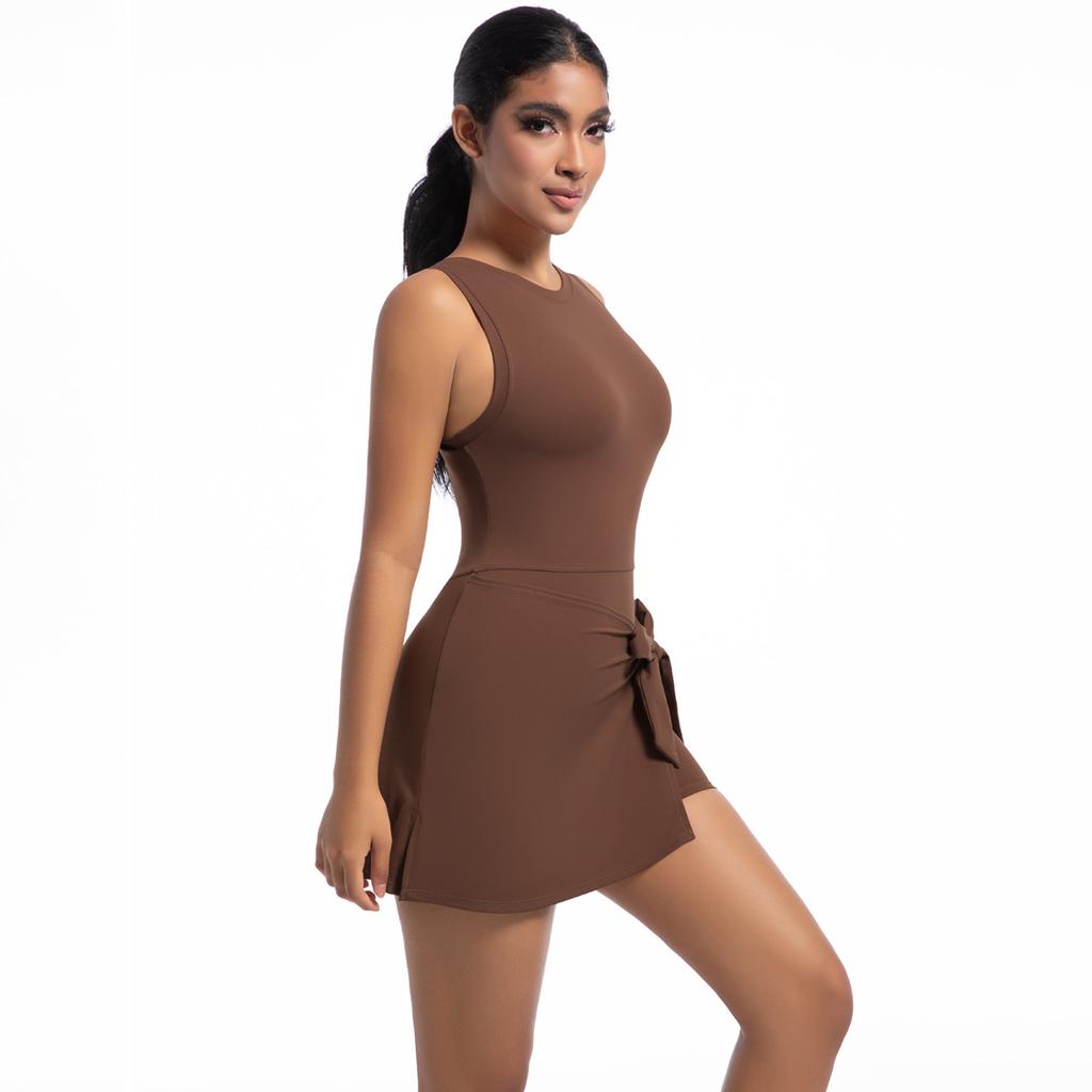 New Cool Jumpsuit, Tennis Skirt, Sexy And Beautiful Back, Slimming Bottom Skirt, Fitness Solid Color Sports Dress For Women