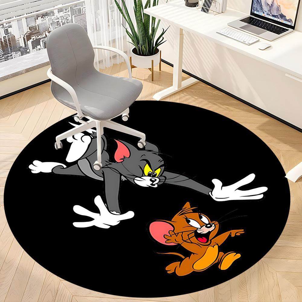 1pz Tappeto Rotondo Tom & Jerry per Ufficio, Sotto Sedie da Ufficio Camera da Letto Soggiorno Decorazioni per la Casa a1016102