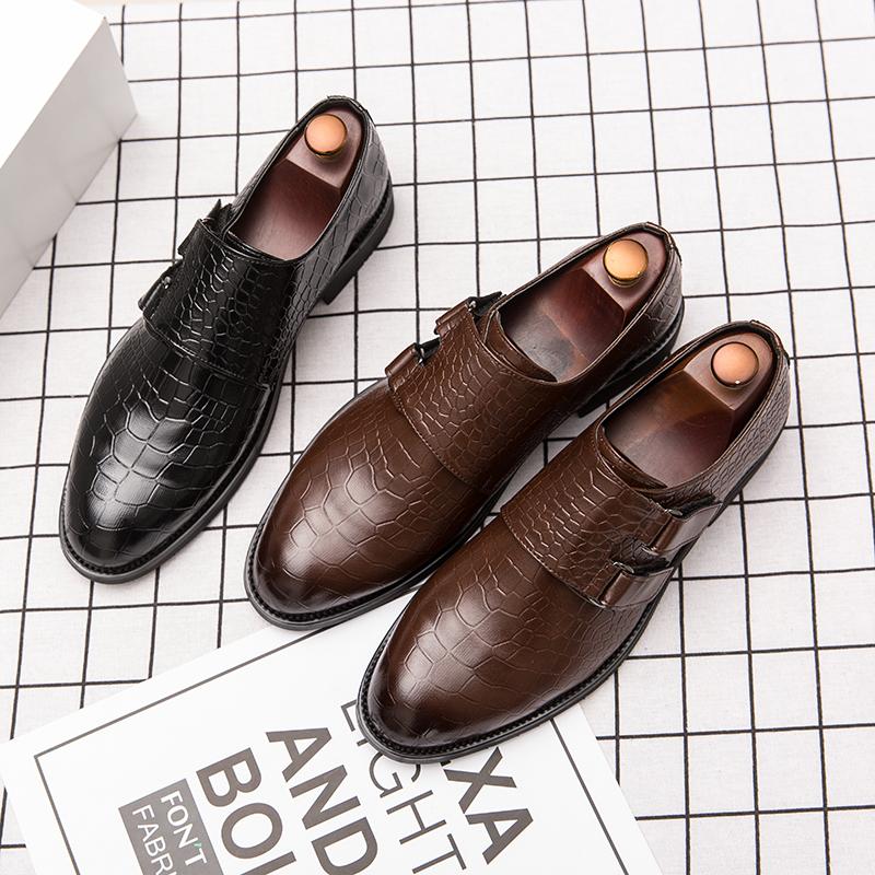 Double Buckle Daily Business Men's Dress 38~47 Fashion Monks Formal Wedding Leather Casual Oxfords Footwear Office Shoes for Men